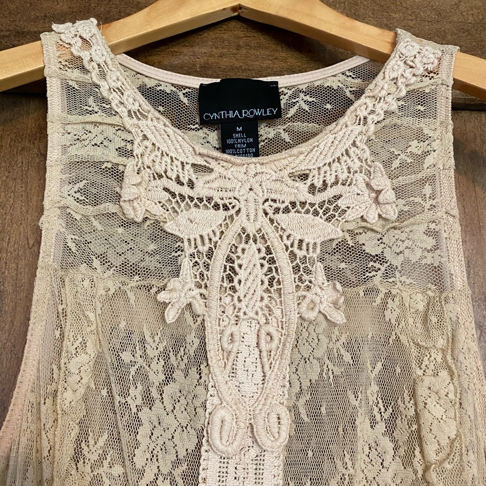 CYNTHIA ROWLEY SLEEVELESS LACE TOP - Picture 4 of 7